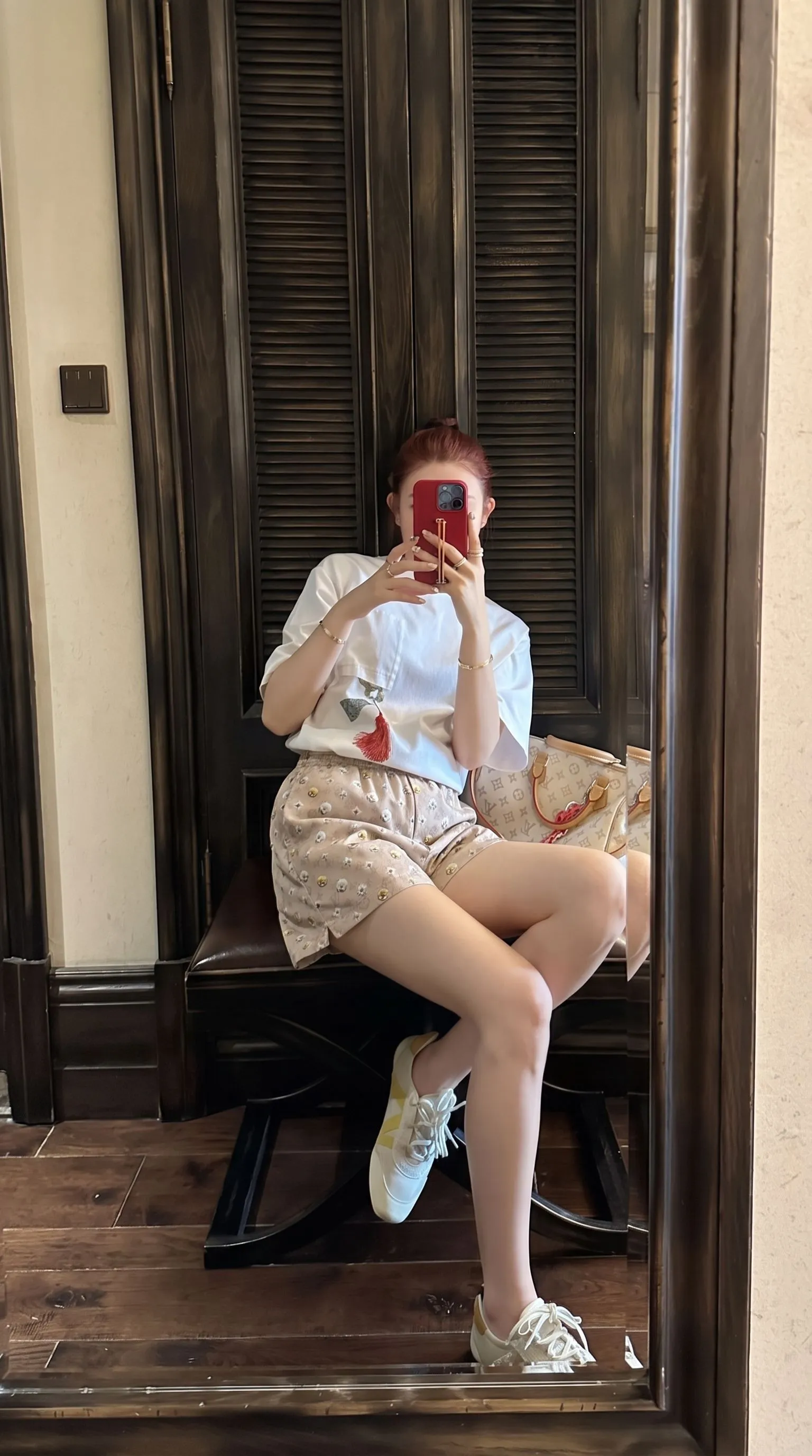 Louis Vuitton/Louis Vuitton 26ss presbyopia daisy all-over printed suit shorts